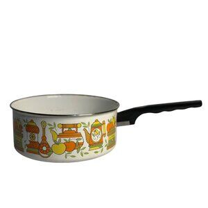 VTG 1970 West Bend Enamelware Sauce Pan 14.5" NO Lid MCM Retro Kitchenware Decor